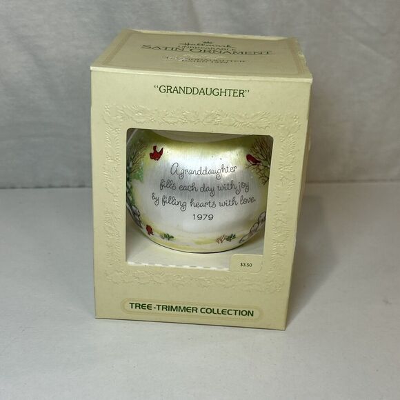 Vintage Hallmark Satin Ball Ornament - Granddaughter - Dated 1979 - Picture 1 of 6